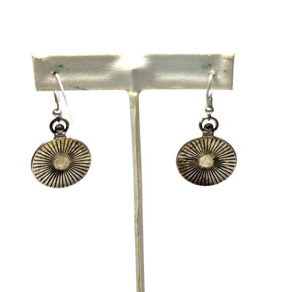 Vintage Style Dangle Earrings Sunburst and Clockface Design Boho Jewelry Gift - Picture 6 of 9